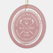 Persoonlijk Golf Hole in One Geschenk Roze Keramisch Ornament (Links)