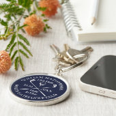 Persoonlijk Golf Hole in One Navy Blauwe Sleutelhanger (Zijkant)