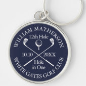 Persoonlijk Golf Hole in One Navy Blauwe Sleutelhanger (Voorkant)