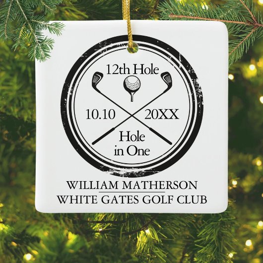 Persoonlijk Golf Hole in One Retro Keramisch Ornam Ornament