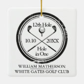 Persoonlijk Golf Hole in One Retro Keramisch Ornam Ornament (Achterkant)