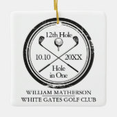 Persoonlijk Golf Hole in One Retro Keramisch Ornam Ornament (Voorkant)
