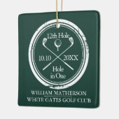 Persoonlijk Golf Hole In One Retro Smaragdgroen Keramisch Ornament (Links)