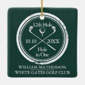 Persoonlijk Golf Hole In One Retro Smaragdgroen Keramisch Ornament (Achterkant)