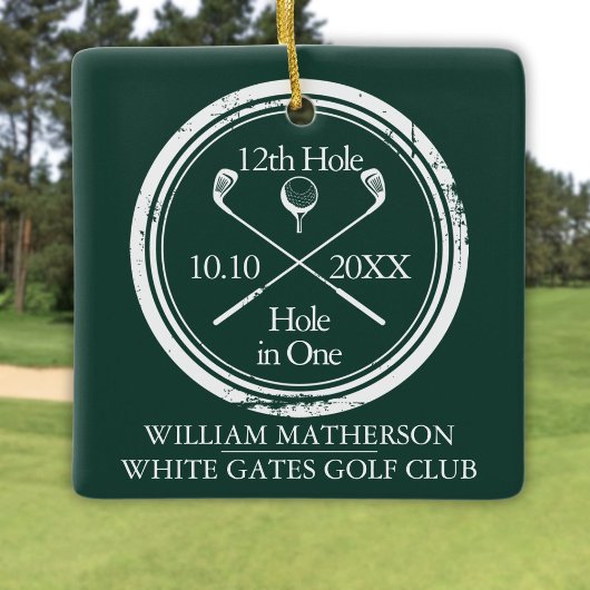 Persoonlijk Golf Hole In One Retro Smaragdgroen Keramisch Ornament