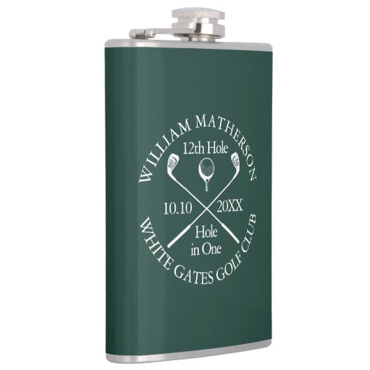 Persoonlijk Golf Hole in One Smaragdgroen Heupfles (Rechts)