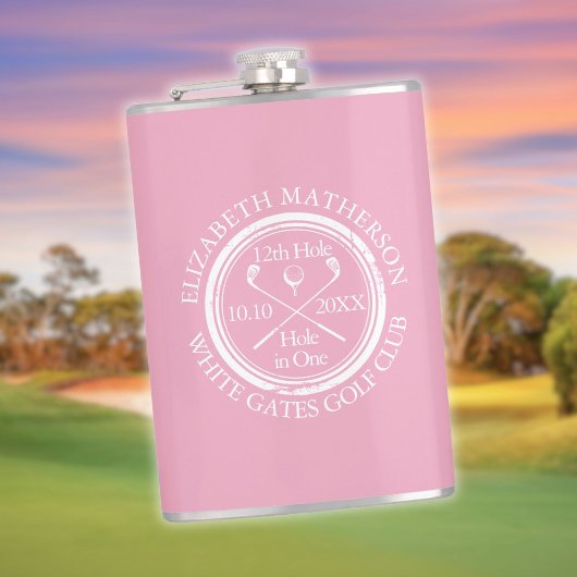 Persoonlijk Golf Hole in One Vrouwelijk Roze Heupfles
