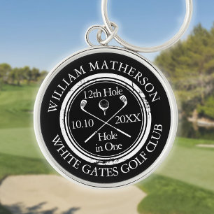 Persoonlijk Golf Hole in One Zwart en Wit Sleutelhanger