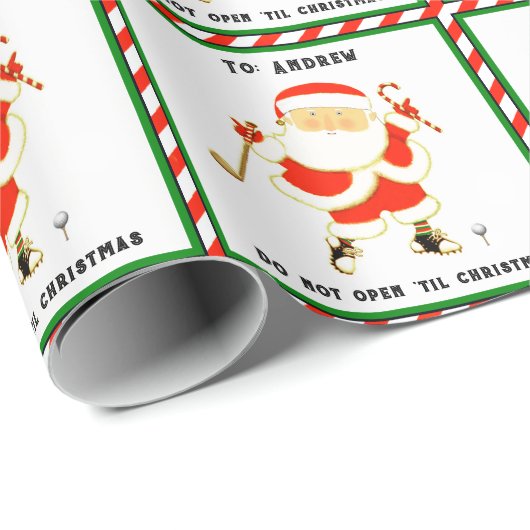 Persoonlijk golf kerstcadeau cadeaupapier (Rol Hoek)