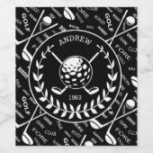 Persoonlijk golf logo voor golfer wijn etiket (Enkel label)