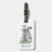 Persoonlijk Golf Monogram Bagagelabel (Voorkant verticaal)