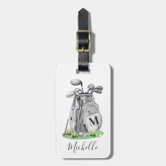 Persoonlijk Golf Monogram Bagagelabel (Voorkant verticaal)