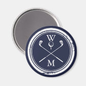 Persoonlijk Golf Monogram Koningsblauw Magneet (Voorkant / Achterkant)