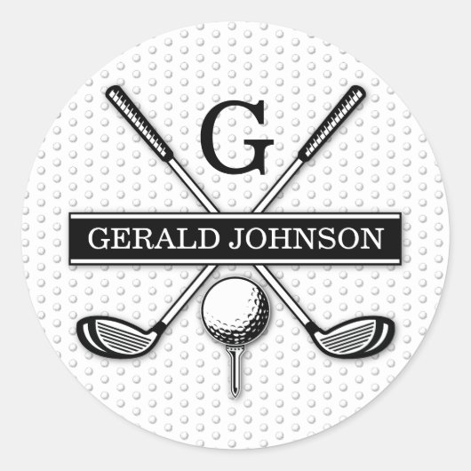 Persoonlijk Golf Monogram Ontwerp Ronde Sticker (Voorkant)