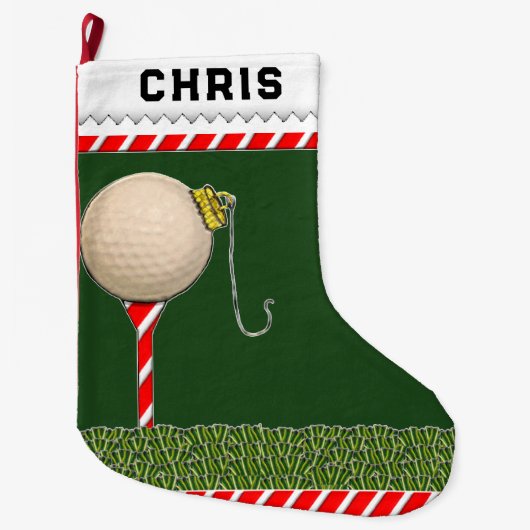 Persoonlijk golf vakantiegeschenk grote kerstsok (Voorkant)