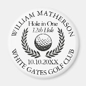 Persoonlijk Golfbal en Krans 'Hole in One' Magneet (Voorkant)
