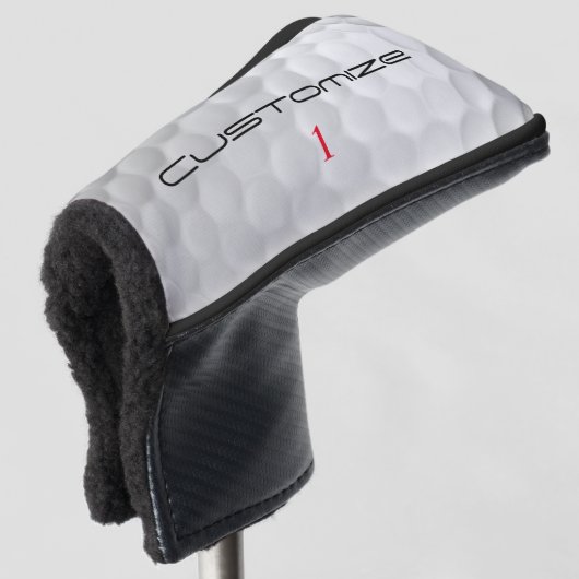 Persoonlijk golfcadeau met eigen naam en nummer golfheadcover (3/4 voorkant)