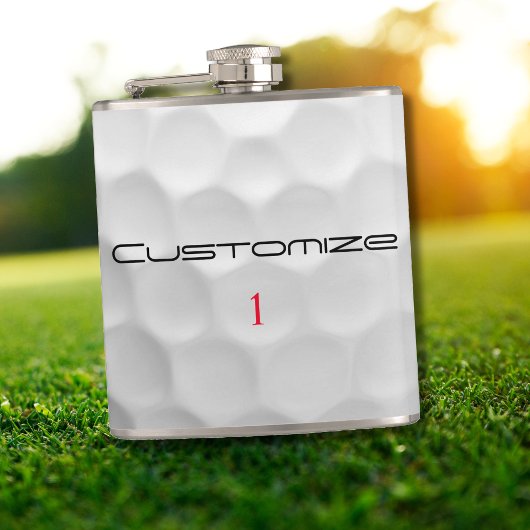 Persoonlijk golfcadeau met eigen naam en nummer heupfles