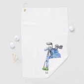 Persoonlijk golfer blauw monogram golfhanddoek (Insitu)