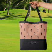 Persoonlijk Golfer Modern Silhouette Brown Black Tote Bag