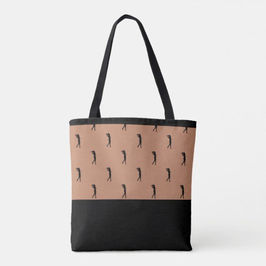 Persoonlijk Golfer Modern Silhouette Brown Black Tote Bag (Achterkant)
