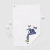 Persoonlijk golfer Navy Blue Monogram Golfhanddoek (Insitu)