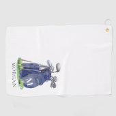 Persoonlijk golfer Navy Blue Monogram Golfhanddoek (Horizontaal)