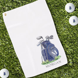 Persoonlijk golfer Navy Blue Monogram Golfhanddoek