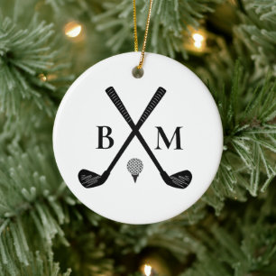 Persoonlijk Golfers Klassiek Golfclub Monogram Keramisch Ornament