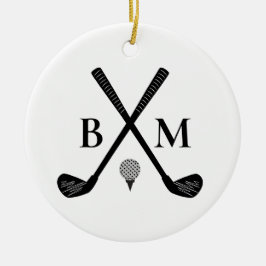 Persoonlijk Golfers Klassiek Golfclub Monogram Keramisch Ornament