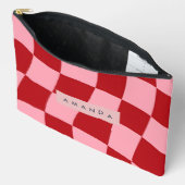 Persoonlijk golvend rood en roze geruit etui (Open)