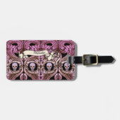 Persoonlijk goth-pink ornament & schedel bagagelabel (Voorkant horizontaal)