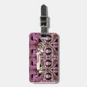 Persoonlijk goth-pink ornament & schedel bagagelabel (Voorkant verticaal)