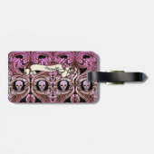 Persoonlijk goth-pink ornament & schedel bagagelabel (Achterkant horizontaal)