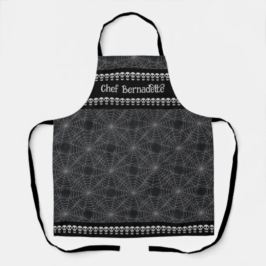 Persoonlijk gothic schedel- en spinnenweb schort (Voorkant)