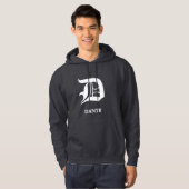Persoonlijk gotisch zwartletter monogram hoodie (Voorkant volledig)