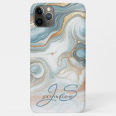 Persoonlijk goud tealblauwe marmeren kunstpatroon Case-Mate iPhone case (Achterkant)