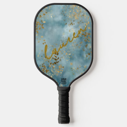 Persoonlijk goudblad op Teal Pickleball Paddle (Voorkant)