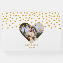 Persoonlijk goudconfetti op wit gastenboek