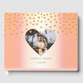 Persoonlijk gouden confetti op roze goud gastenboek