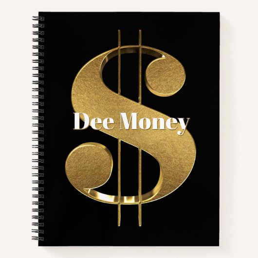 Persoonlijk gouden dollarteken notitieboek (Voorkant)