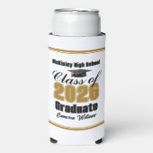 Persoonlijk gouden eindexamenfeest klas 2026 seltzer blikjeskoeler (Seltzer Voorkant)