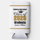 Persoonlijk gouden eindexamenfeest klas 2026 seltzer blikjeskoeler (Voorkant)