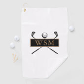 Persoonlijk gouden en zwart monogram golfhanddoek (Insitu)