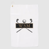 Persoonlijk gouden en zwart monogram golfhanddoek (Voorkant)