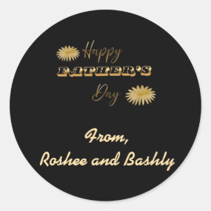 Persoonlijk gouden gelukkig Vaderdag cadeau  Ronde Sticker