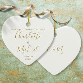 Persoonlijk gouden huwelijksmonogram jubileum keramisch ornament