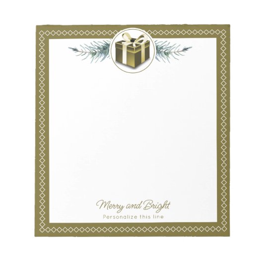 Persoonlijk gouden kerstcadeau notitieblok (Voorkant)