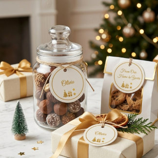 Persoonlijk gouden kerstgeschenk bedankjes labels