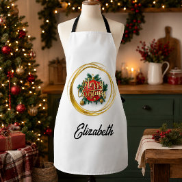 Persoonlijk gouden Merry Christmas schort